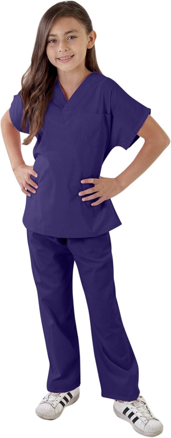 imageNatural Uniforms Childrens Scrub SetSoft TouchRole Play Costume Set True Navy Blue 4Purple