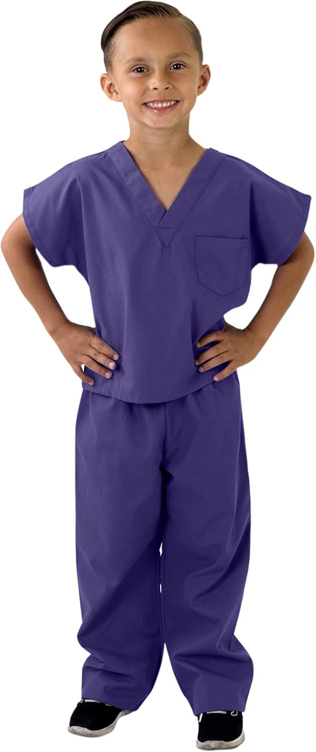 imageNatural Uniforms Childrens Scrub SetSoft TouchRole Play Costume Set True Navy Blue 4Purple