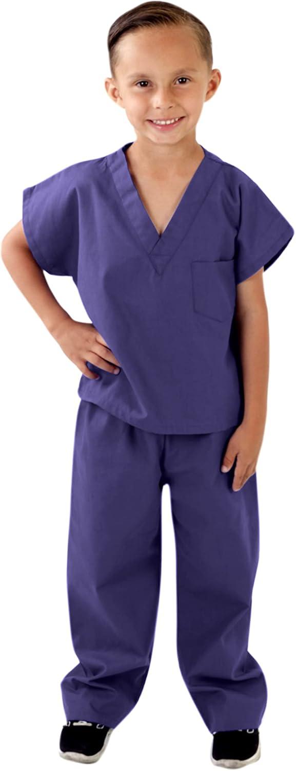 imageNatural Uniforms Childrens Scrub SetSoft TouchRole Play Costume Set True Navy Blue 4Purple