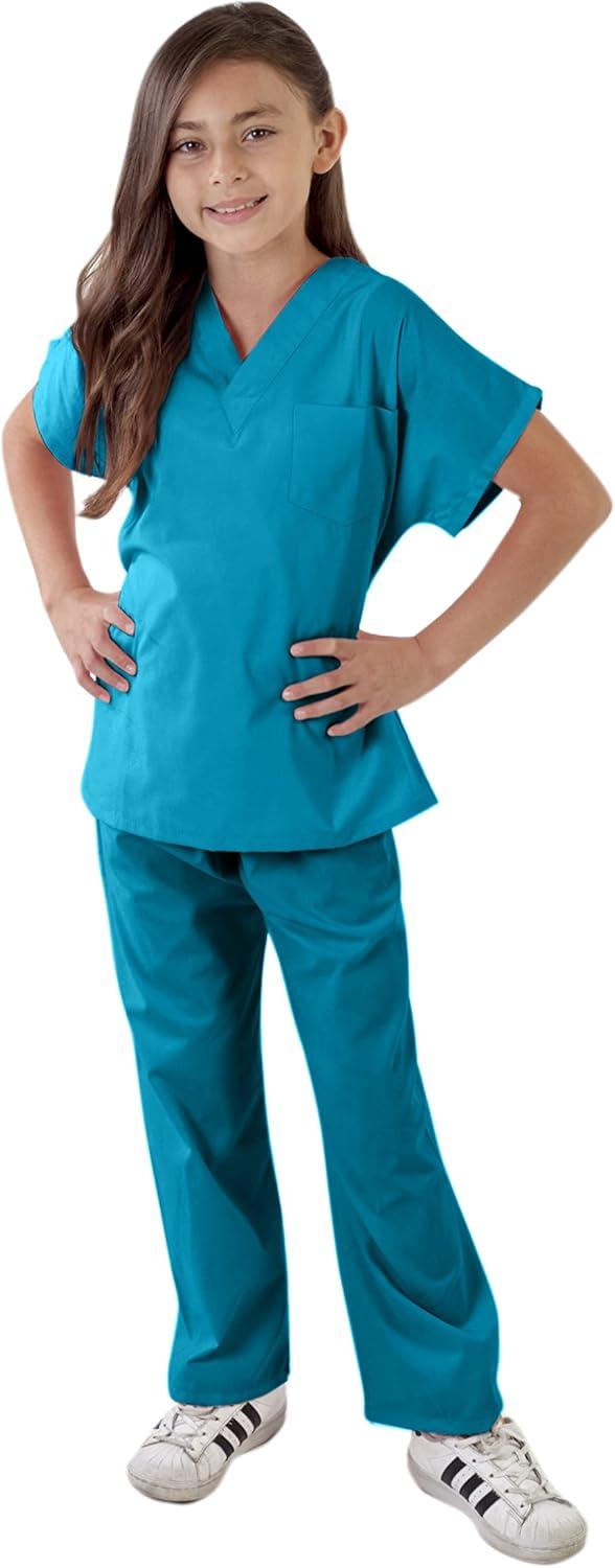 imageNatural Uniforms Childrens Scrub SetSoft TouchRole Play Costume Set True Navy Blue 4Teal