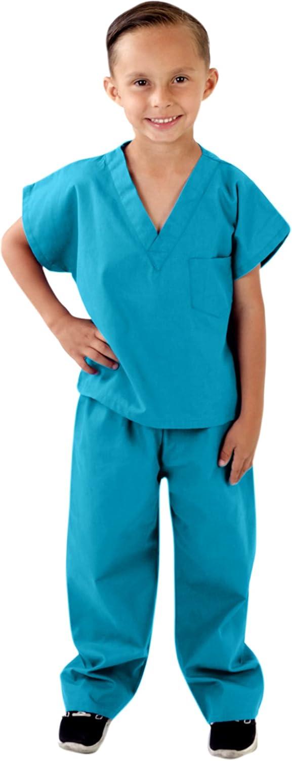 imageNatural Uniforms Childrens Scrub SetSoft TouchRole Play Costume Set True Navy Blue 4Teal