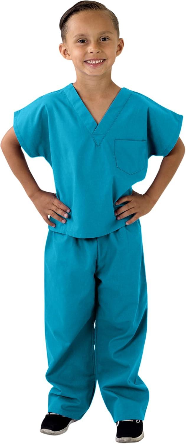 imageNatural Uniforms Childrens Scrub SetSoft TouchRole Play Costume Set True Navy Blue 4Teal