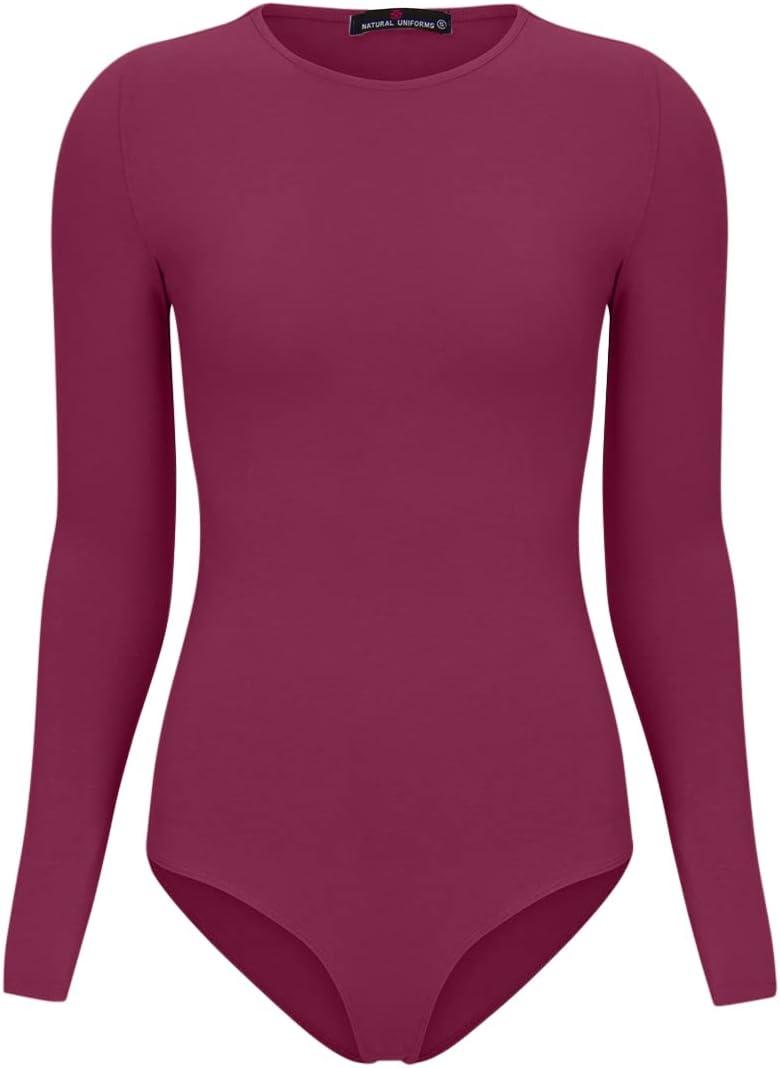 imageNatural Uniforms Long Sleeve Body SuitBreathable Cotton StretchBurgundy