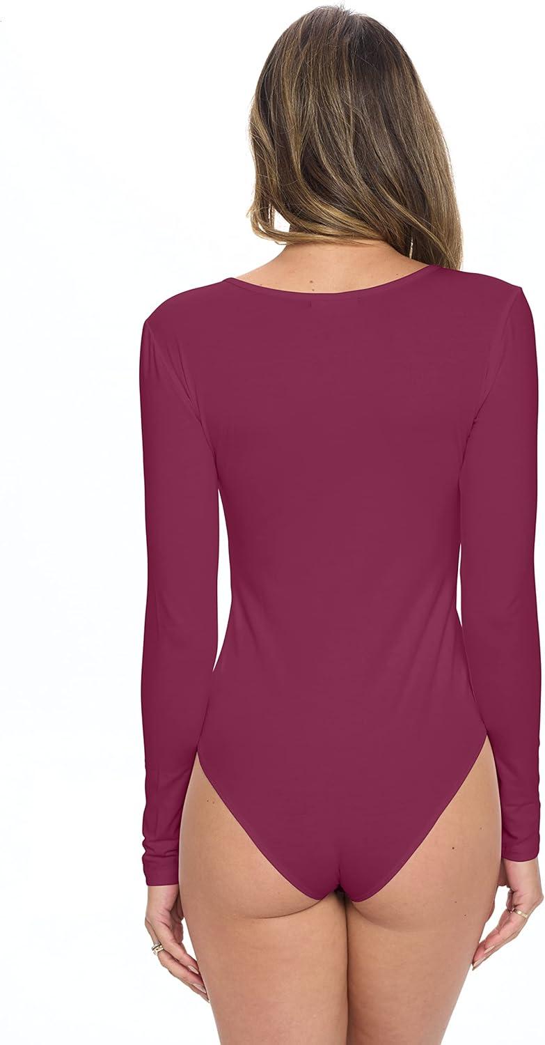 imageNatural Uniforms Long Sleeve Body SuitBreathable Cotton StretchBurgundy