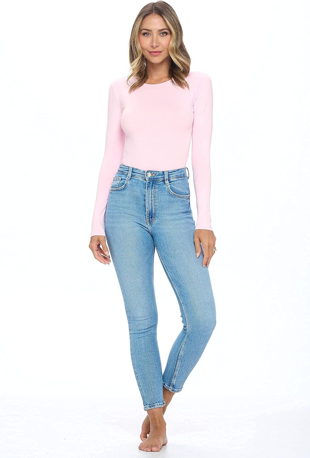 imageNatural Uniforms Long Sleeve Body SuitBreathable Cotton StretchPink