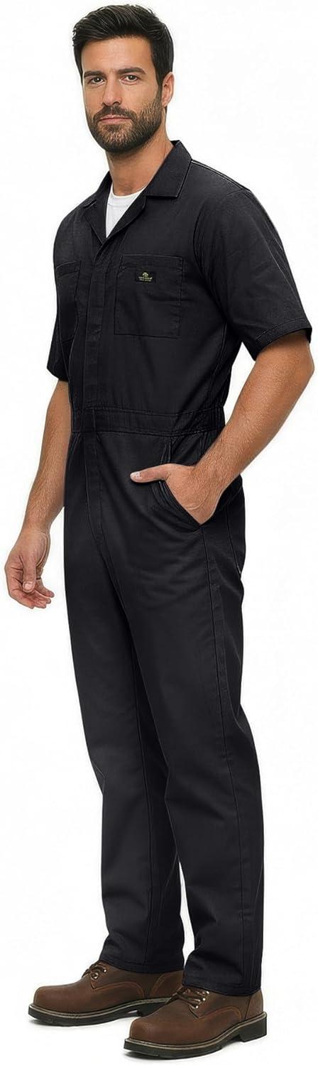 imageNatural Uniforms Mens Short Sleeve Zip Up Coverall Stain and Wrinkle Resistant Hunter Green MediumBlack