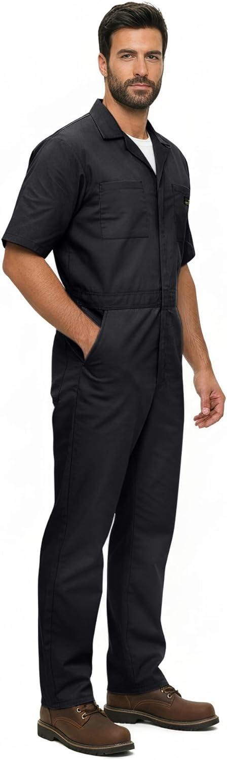 imageNatural Uniforms Mens Short Sleeve Zip Up Coverall Stain and Wrinkle Resistant Hunter Green MediumBlack