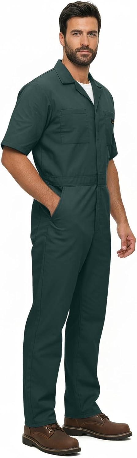 imageNatural Uniforms Mens Short Sleeve Zip Up Coverall Stain and Wrinkle Resistant Hunter Green MediumHunter Green