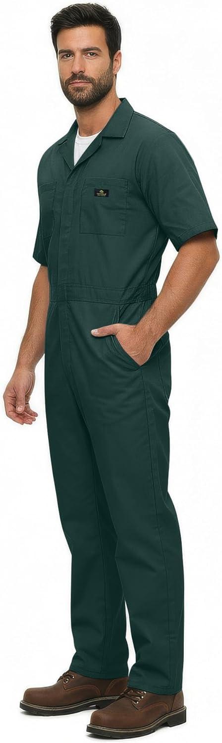 imageNatural Uniforms Mens Short Sleeve Zip Up Coverall Stain and Wrinkle Resistant Hunter Green MediumHunter Green Tall