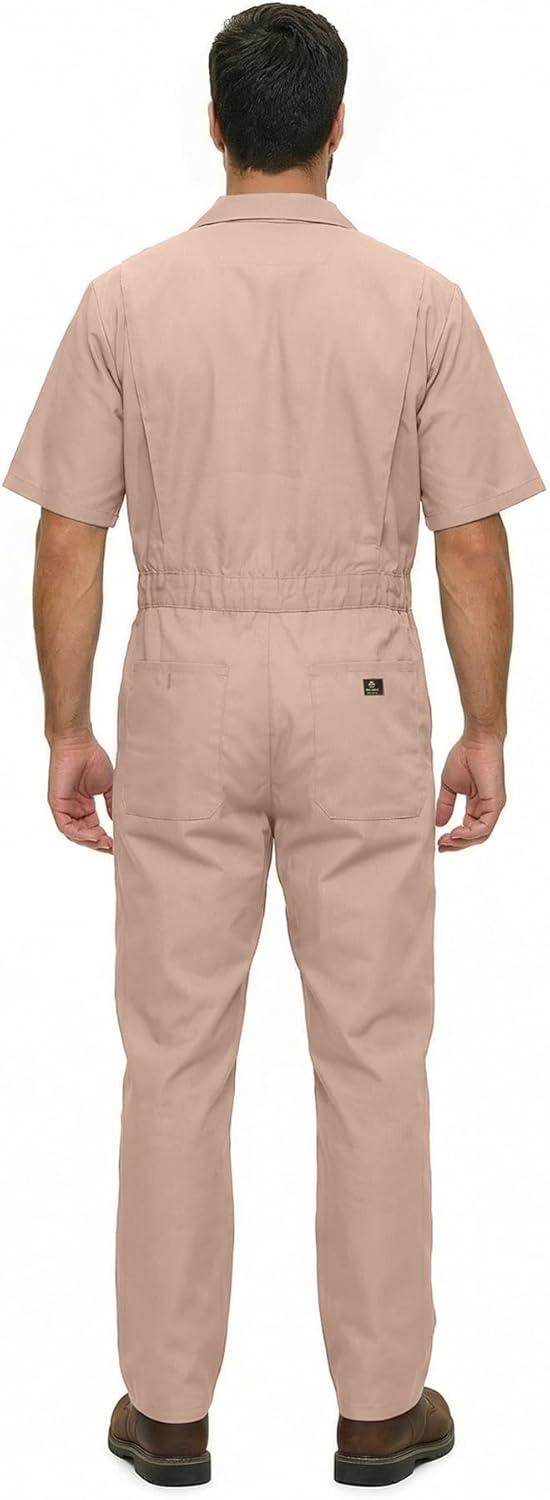 imageNatural Uniforms Mens Short Sleeve Zip Up Coverall Stain and Wrinkle Resistant Hunter Green MediumKhaki