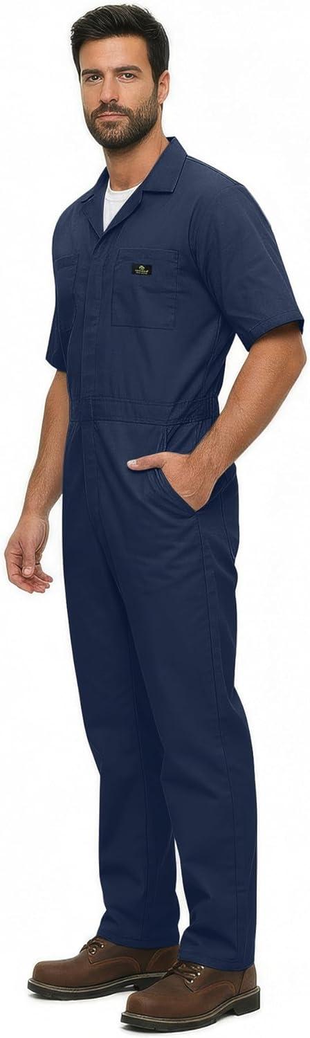 imageNatural Uniforms Mens Short Sleeve Zip Up Coverall Stain and Wrinkle Resistant Hunter Green MediumNavy Tall
