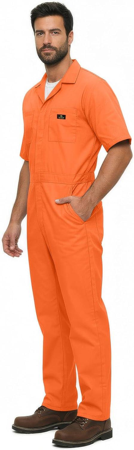 imageNatural Uniforms Mens Short Sleeve Zip Up Coverall Stain and Wrinkle Resistant Hunter Green MediumOrange