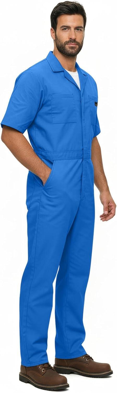 imageNatural Uniforms Mens Short Sleeve Zip Up Coverall Stain and Wrinkle Resistant Hunter Green MediumRoyal Blue
