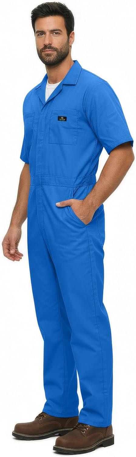 imageNatural Uniforms Mens Short Sleeve Zip Up Coverall Stain and Wrinkle Resistant Hunter Green MediumRoyal Blue