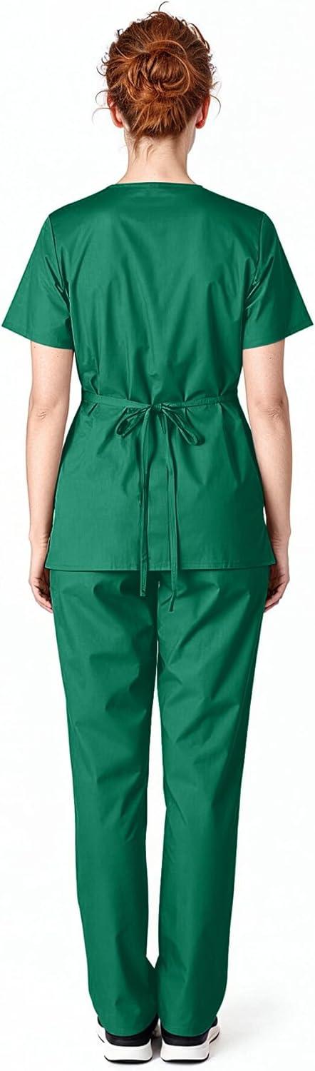 imageNatural Uniforms Womens Mock Wrap Scrub SetTrue Hunter Green