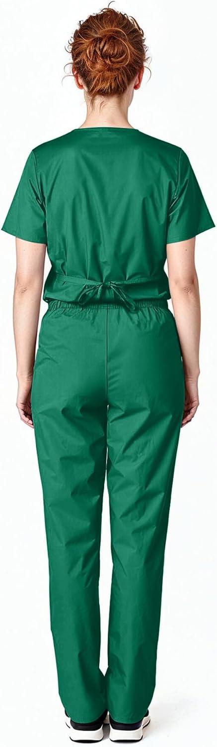 imageNatural Uniforms Womens Mock Wrap Scrub SetTrue Hunter Green