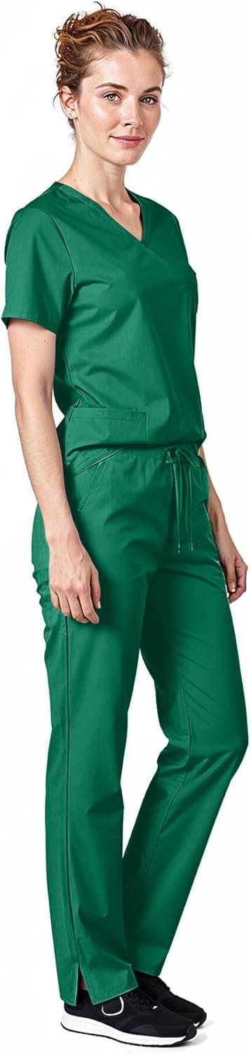 imageNatural Uniforms Womens Mock Wrap Scrub SetTrue Hunter Green