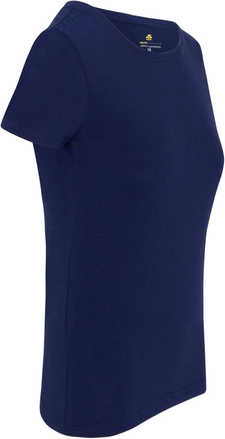 imageNatural Uniforms Womens Short Sleeve RoundNeck TShirt Under ScrubTrue Navy Blue