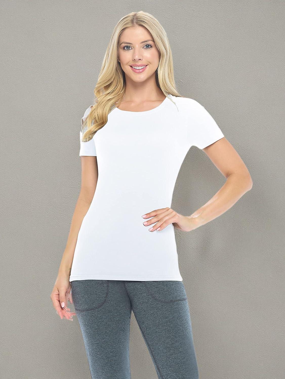 imageNatural Uniforms Womens Short Sleeve RoundNeck TShirt Under ScrubWhite