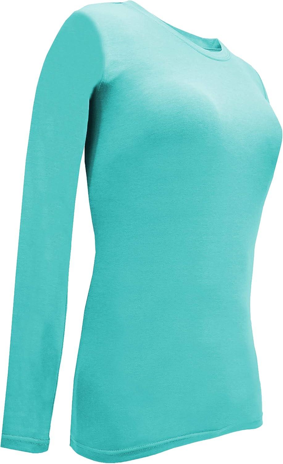 imageNatural Uniforms Womens Under Scrub Tee Crew Neck Long Sleeve TShirt Pack of 2 Multi Pack of 2Aqua