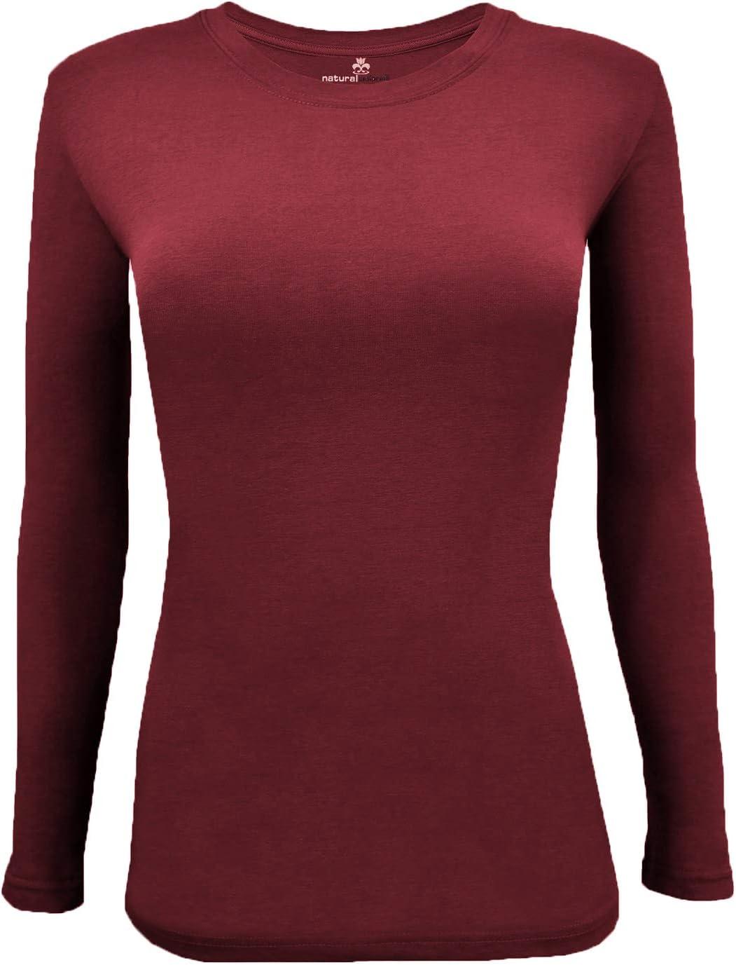 imageNatural Uniforms Womens Under Scrub Tee Crew Neck Long Sleeve TShirt Pack of 2 Multi Pack of 2Burgundy