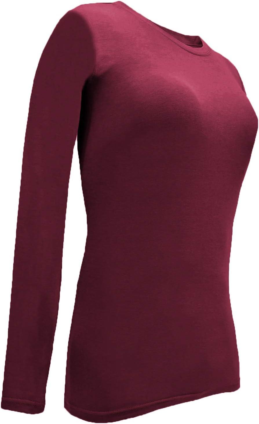 imageNatural Uniforms Womens Under Scrub Tee Crew Neck Long Sleeve TShirt Pack of 2 Multi Pack of 2Burgundy
