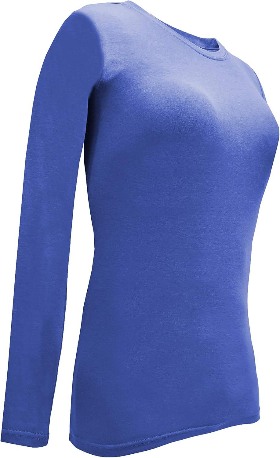 imageNatural Uniforms Womens Under Scrub Tee Crew Neck Long Sleeve TShirt Pack of 2 Multi Pack of 2Ceil Blue