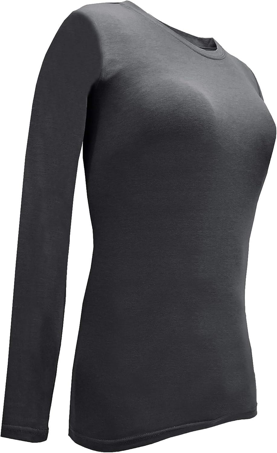 imageNatural Uniforms Womens Under Scrub Tee Crew Neck Long Sleeve TShirt Pack of 2 Multi Pack of 2Charcoal