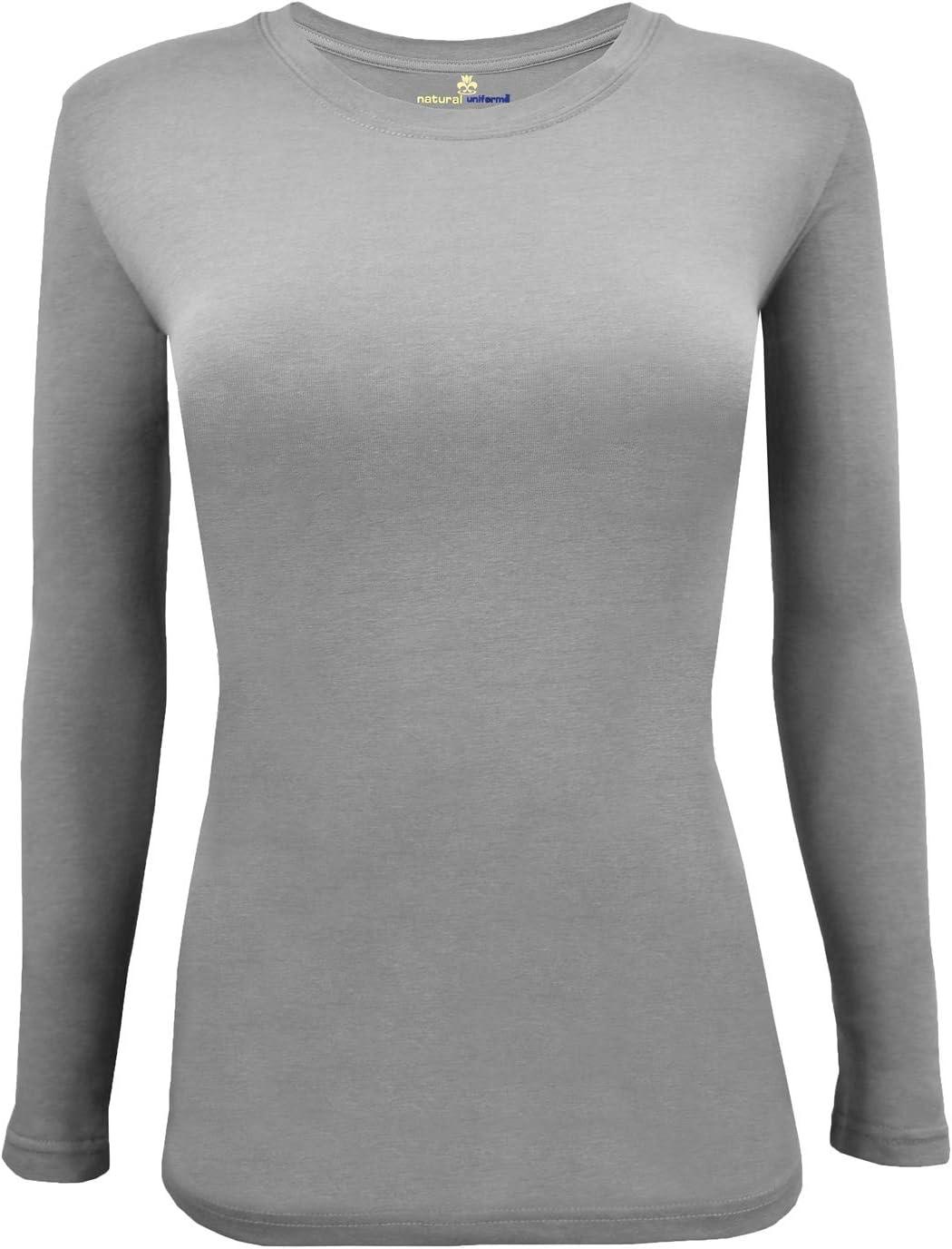 imageNatural Uniforms Womens Under Scrub Tee Crew Neck Long Sleeve TShirt Pack of 2 Multi Pack of 2GreyCharcoal