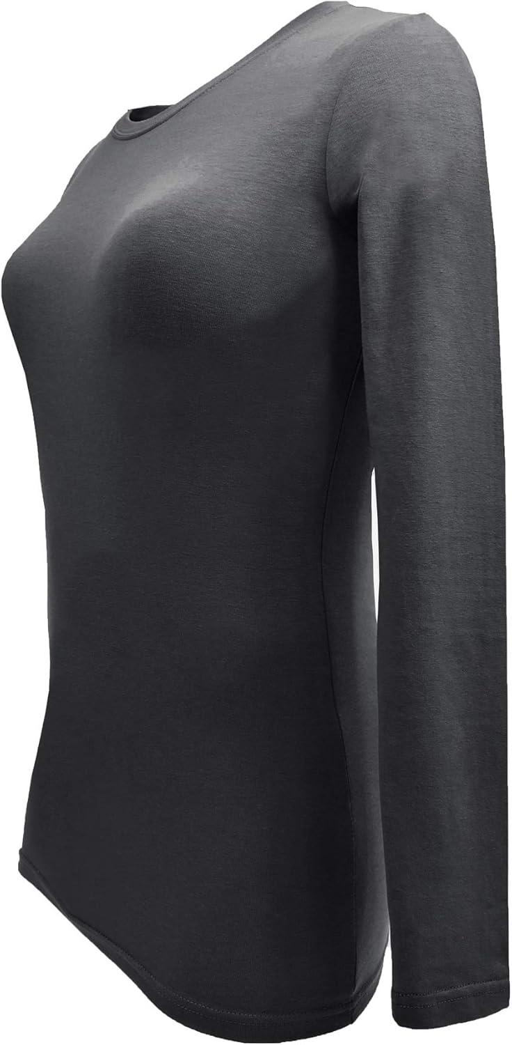 imageNatural Uniforms Womens Under Scrub Tee Crew Neck Long Sleeve TShirt Pack of 2 Multi Pack of 2Heather CharcoalCharcoal