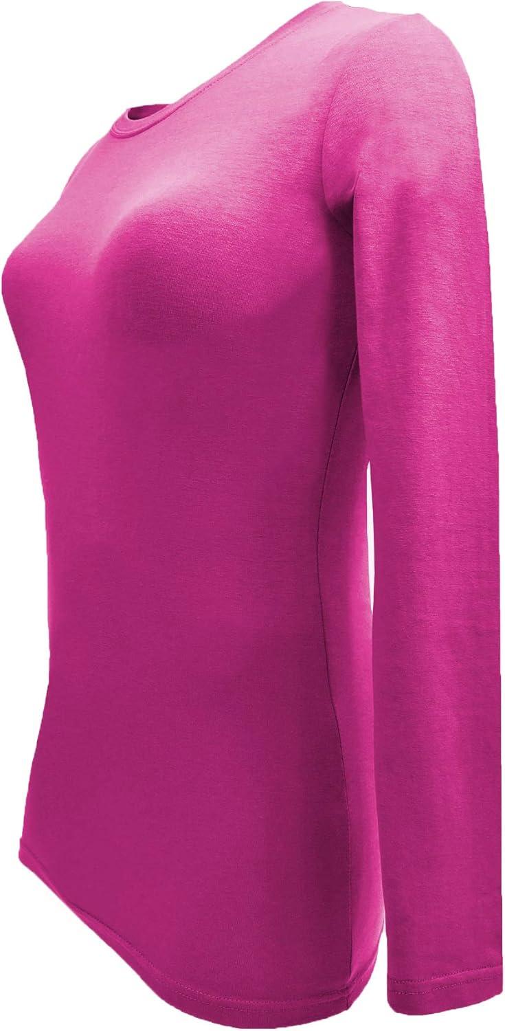 imageNatural Uniforms Womens Under Scrub Tee Crew Neck Long Sleeve TShirt Pack of 2 Multi Pack of 2Hot Pink