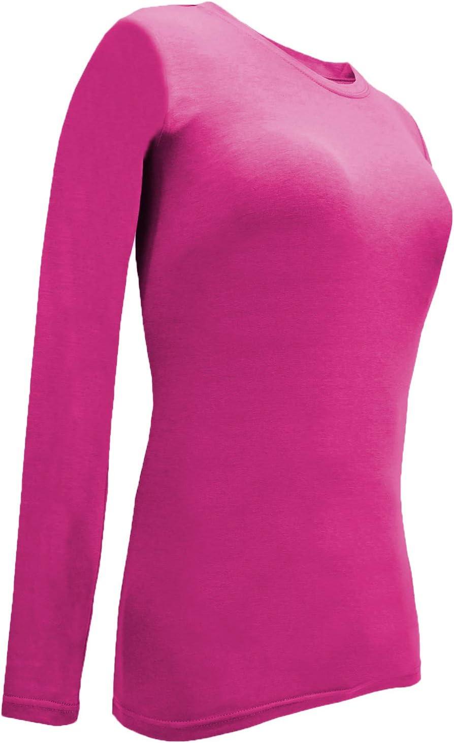 imageNatural Uniforms Womens Under Scrub Tee Crew Neck Long Sleeve TShirt Pack of 2 Multi Pack of 2Hot Pink