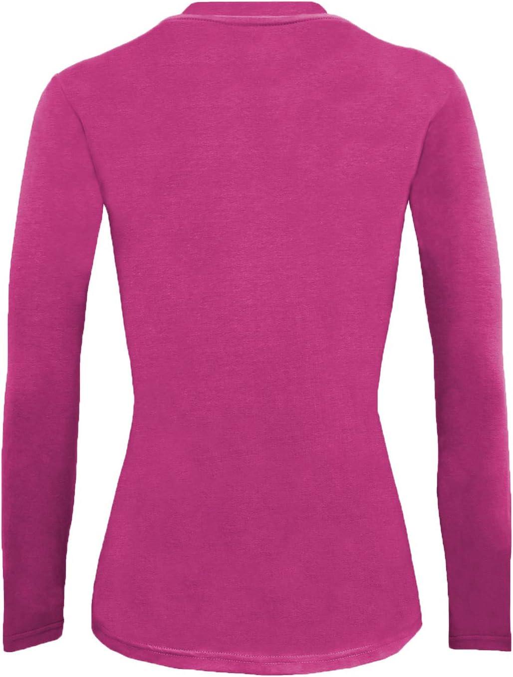 imageNatural Uniforms Womens Under Scrub Tee Crew Neck Long Sleeve TShirt Pack of 2 Multi Pack of 2Hot Pink