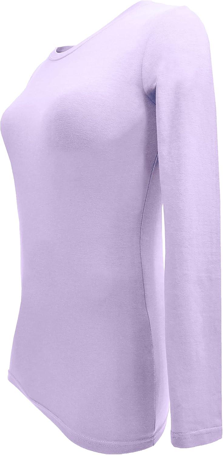 imageNatural Uniforms Womens Under Scrub Tee Crew Neck Long Sleeve TShirt Pack of 2 Multi Pack of 2Lavender