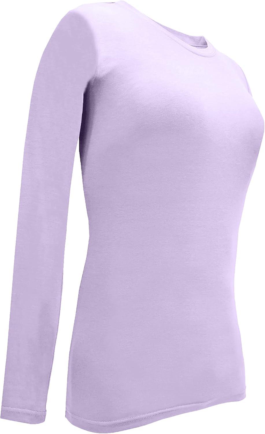 imageNatural Uniforms Womens Under Scrub Tee Crew Neck Long Sleeve TShirt Pack of 2 Multi Pack of 2Lavender