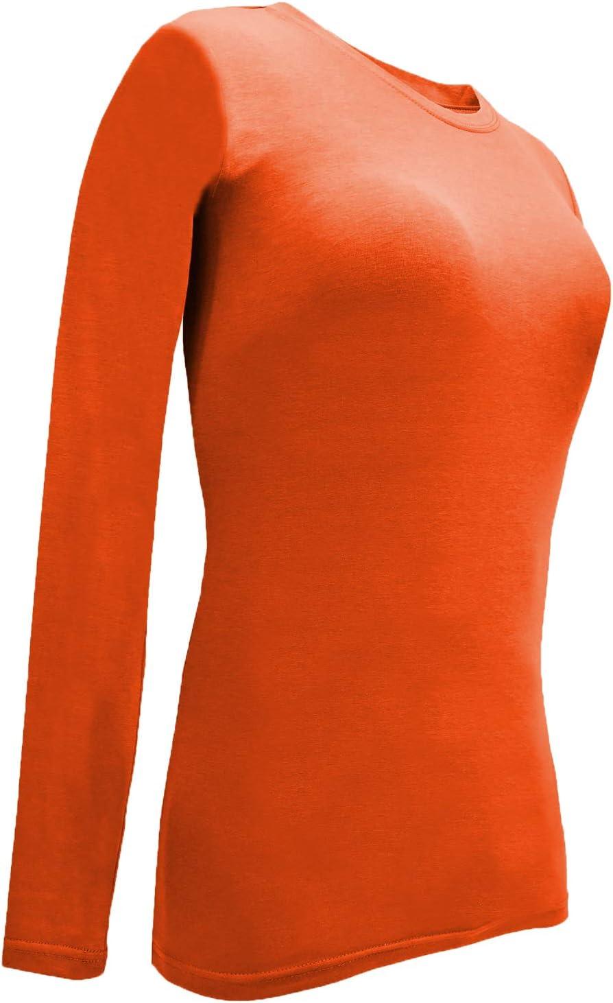 imageNatural Uniforms Womens Under Scrub Tee Crew Neck Long Sleeve TShirt Pack of 2 Multi Pack of 2Orange