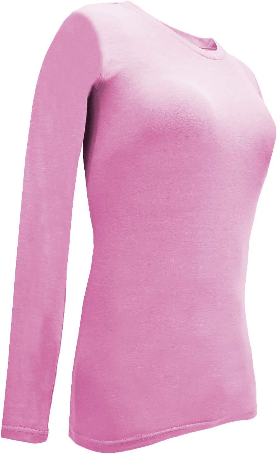 imageNatural Uniforms Womens Under Scrub Tee Crew Neck Long Sleeve TShirt Pack of 2 Multi Pack of 2Pink