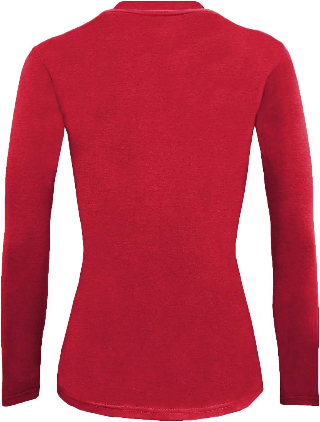 imageNatural Uniforms Womens Under Scrub Tee Crew Neck Long Sleeve TShirt Pack of 2 Multi Pack of 2Red