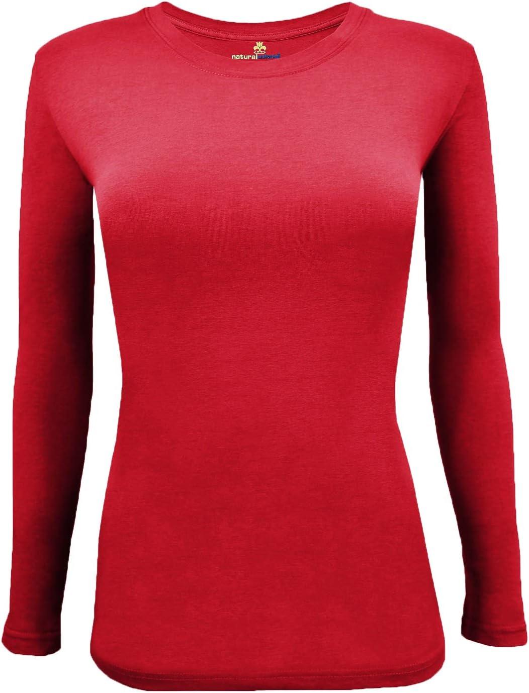 imageNatural Uniforms Womens Under Scrub Tee Crew Neck Long Sleeve TShirt Pack of 2 Multi Pack of 2Red
