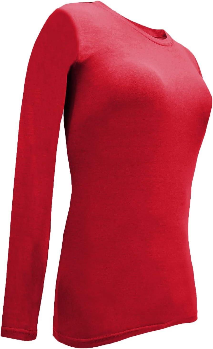 imageNatural Uniforms Womens Under Scrub Tee Crew Neck Long Sleeve TShirt Pack of 2 Multi Pack of 2Red