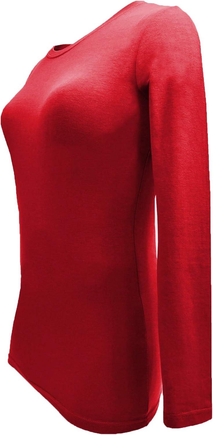 imageNatural Uniforms Womens Under Scrub Tee Crew Neck Long Sleeve TShirt Pack of 2 Multi Pack of 2Red