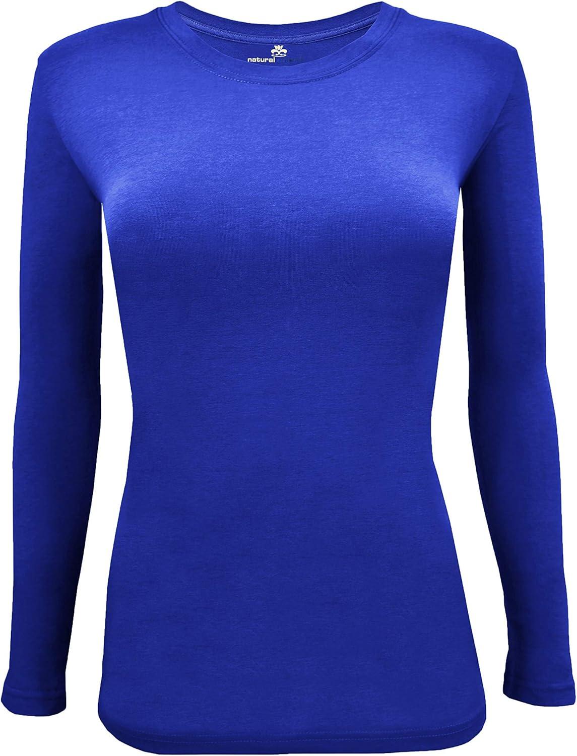 imageNatural Uniforms Womens Under Scrub Tee Crew Neck Long Sleeve TShirt Pack of 2 Multi Pack of 2True Royal Blue