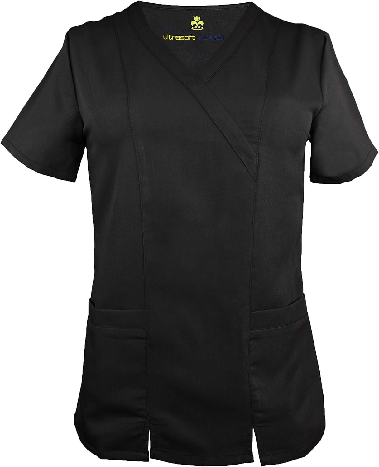 imageSoft Premium Professional WorkWear 2 Pocket Cross Over Tunic Top and Pant Set 81199118Black