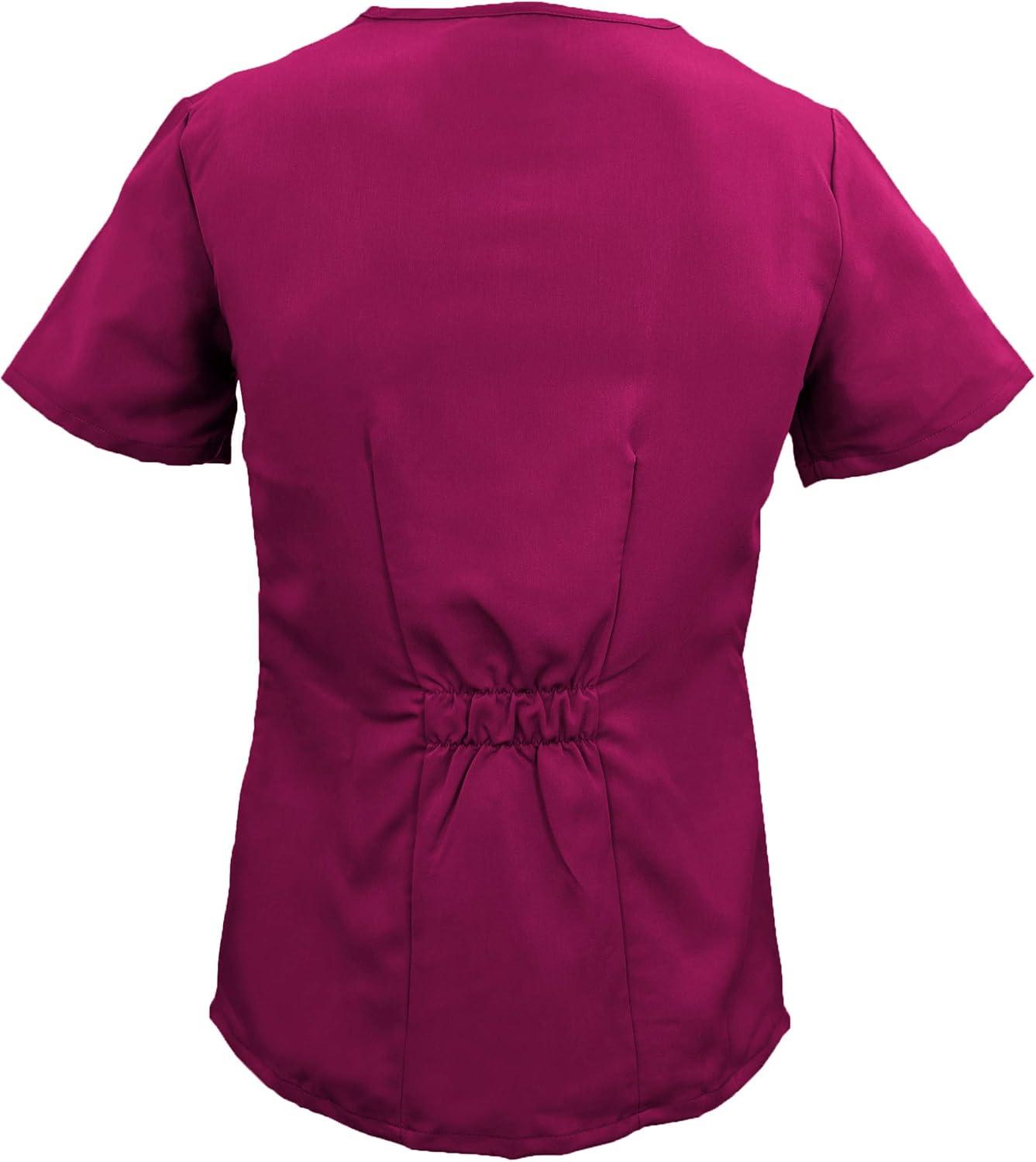 imageSoft Premium Professional WorkWear 2 Pocket Cross Over Tunic Top and Pant Set 81199118Burgundy