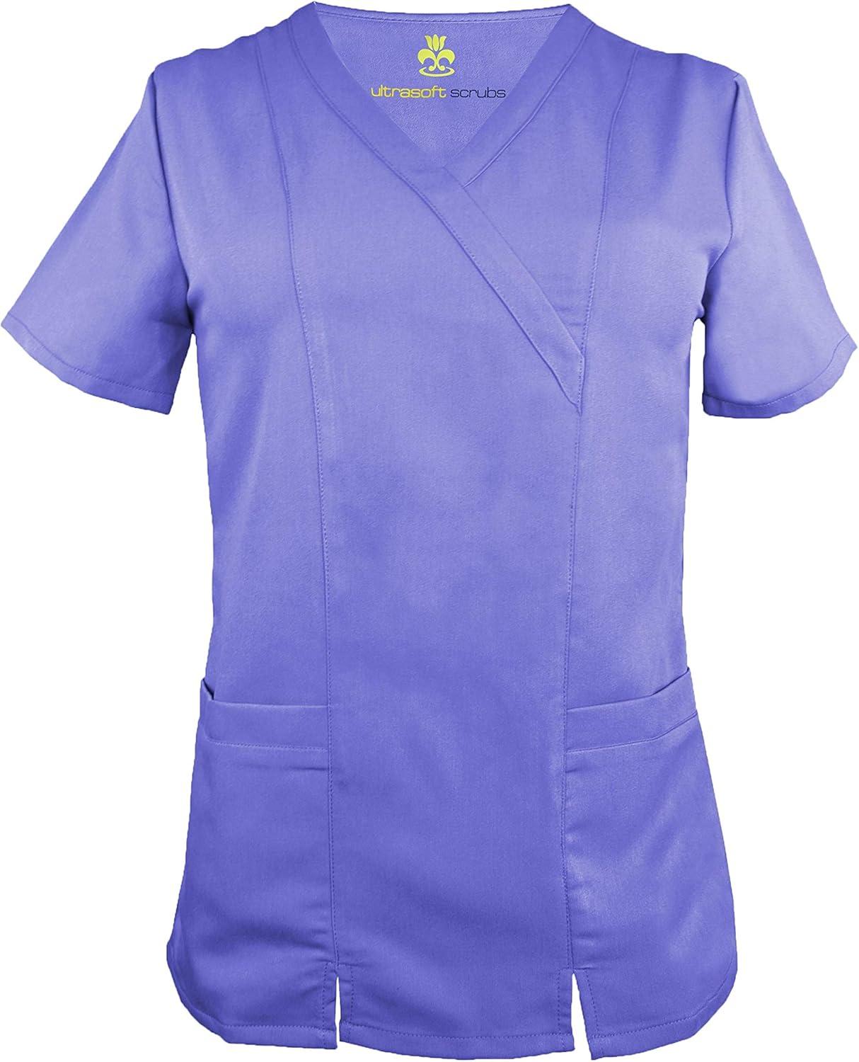 imageSoft Premium Professional WorkWear 2 Pocket Cross Over Tunic Top and Pant Set 81199118Ceil Blue