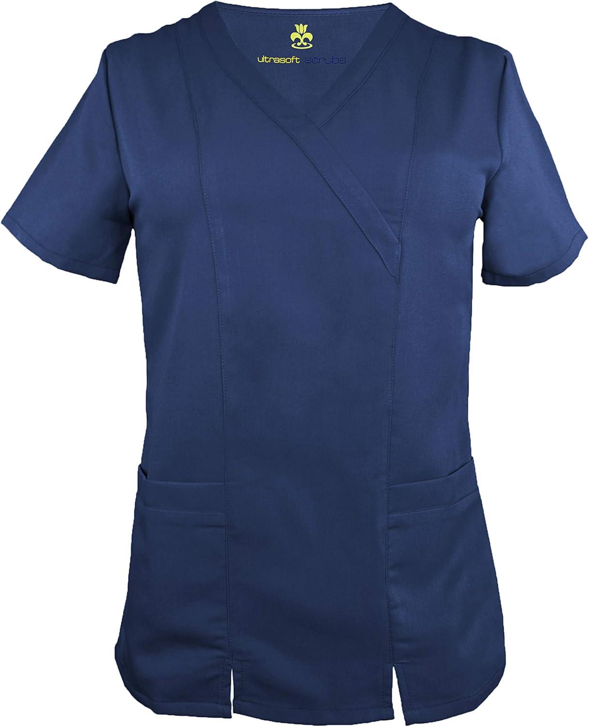 imageSoft Premium Professional WorkWear 2 Pocket Cross Over Tunic Top and Pant Set 81199118True Navy Blue