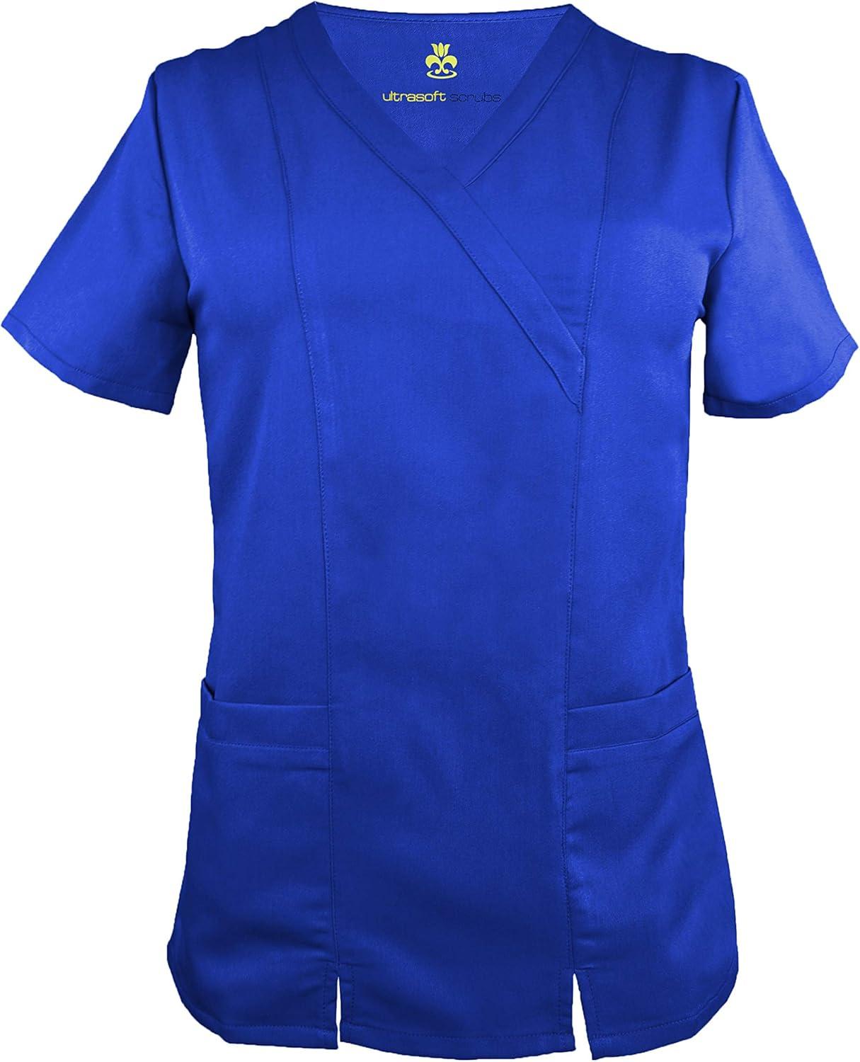 imageSoft Premium Professional WorkWear 2 Pocket Cross Over Tunic Top and Pant Set 81199118True Royal Blue