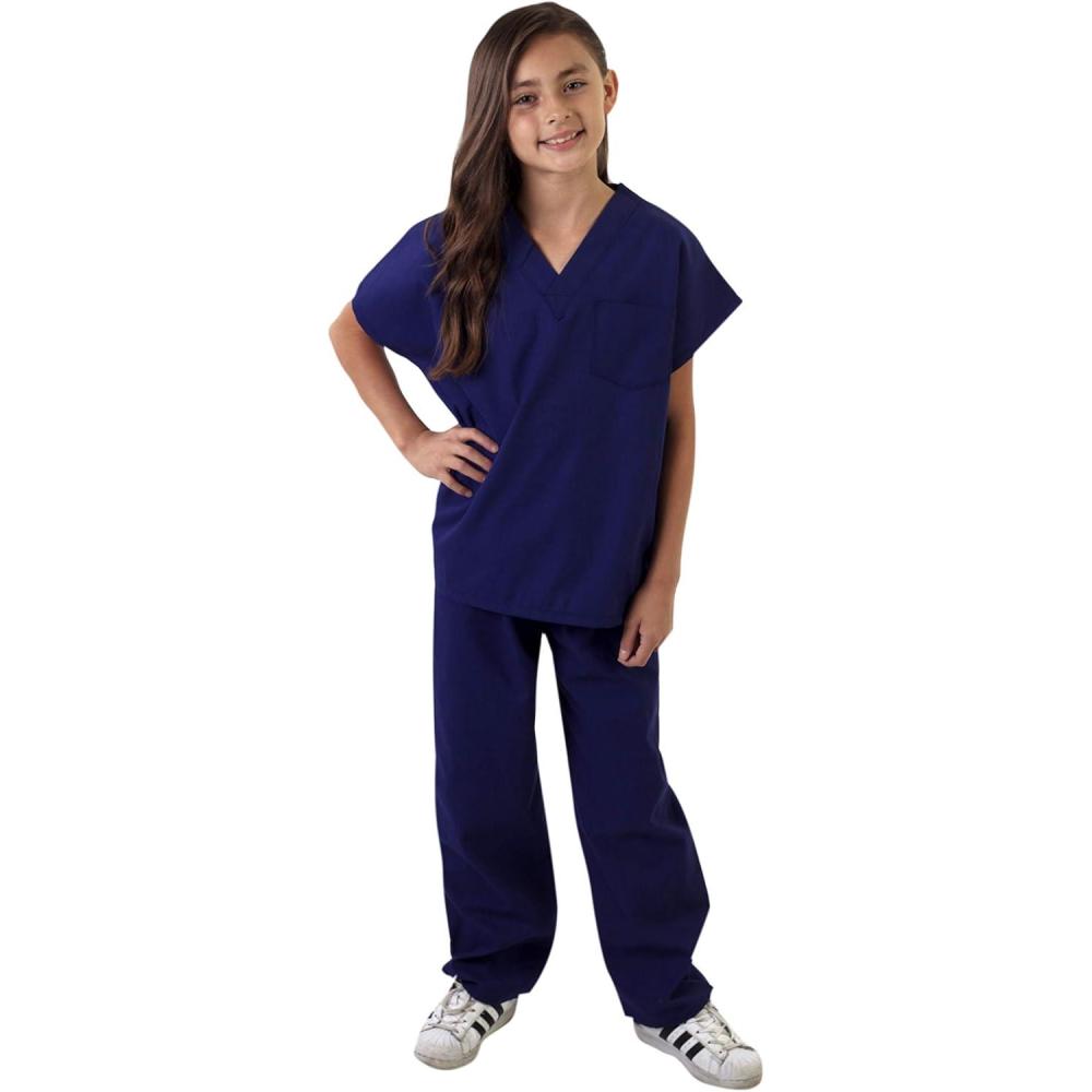 imageNatural Uniforms Childrens Scrub SetSoft TouchRole Play Costume Set True Navy Blue 4True Navy Blue