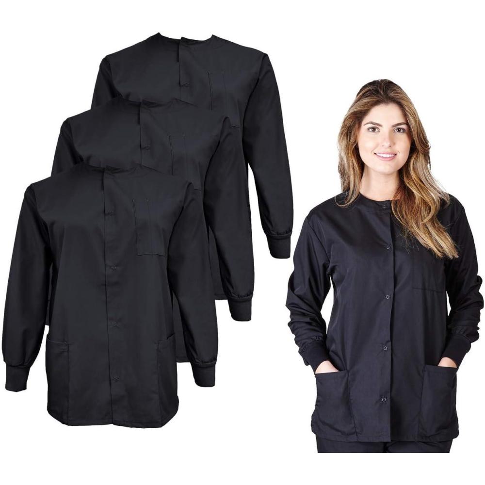imageNatural Uniforms Womens Lightweight Warm Up Jacket Pack of 3 SetBlack