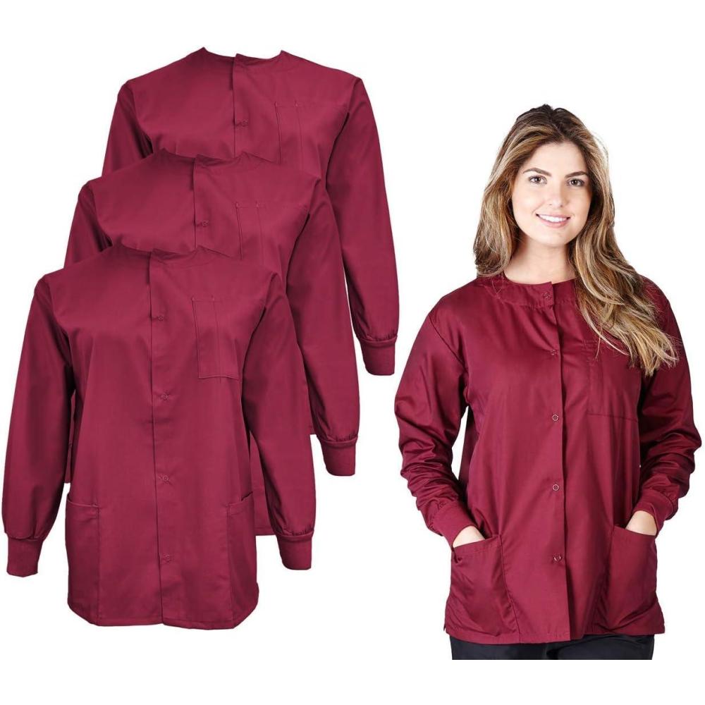 imageNatural Uniforms Womens Lightweight Warm Up Jacket Pack of 3 SetBurgundy